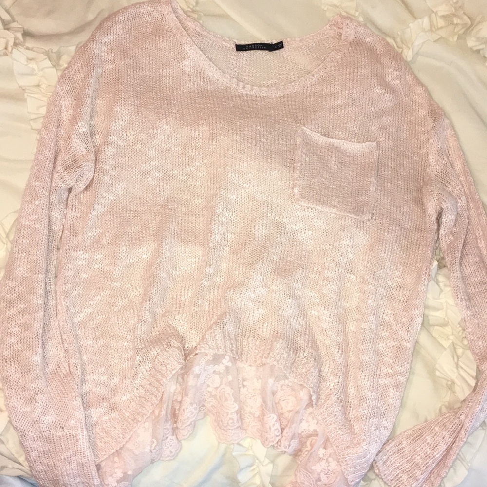 Light Pink long sleeve knitted sweater